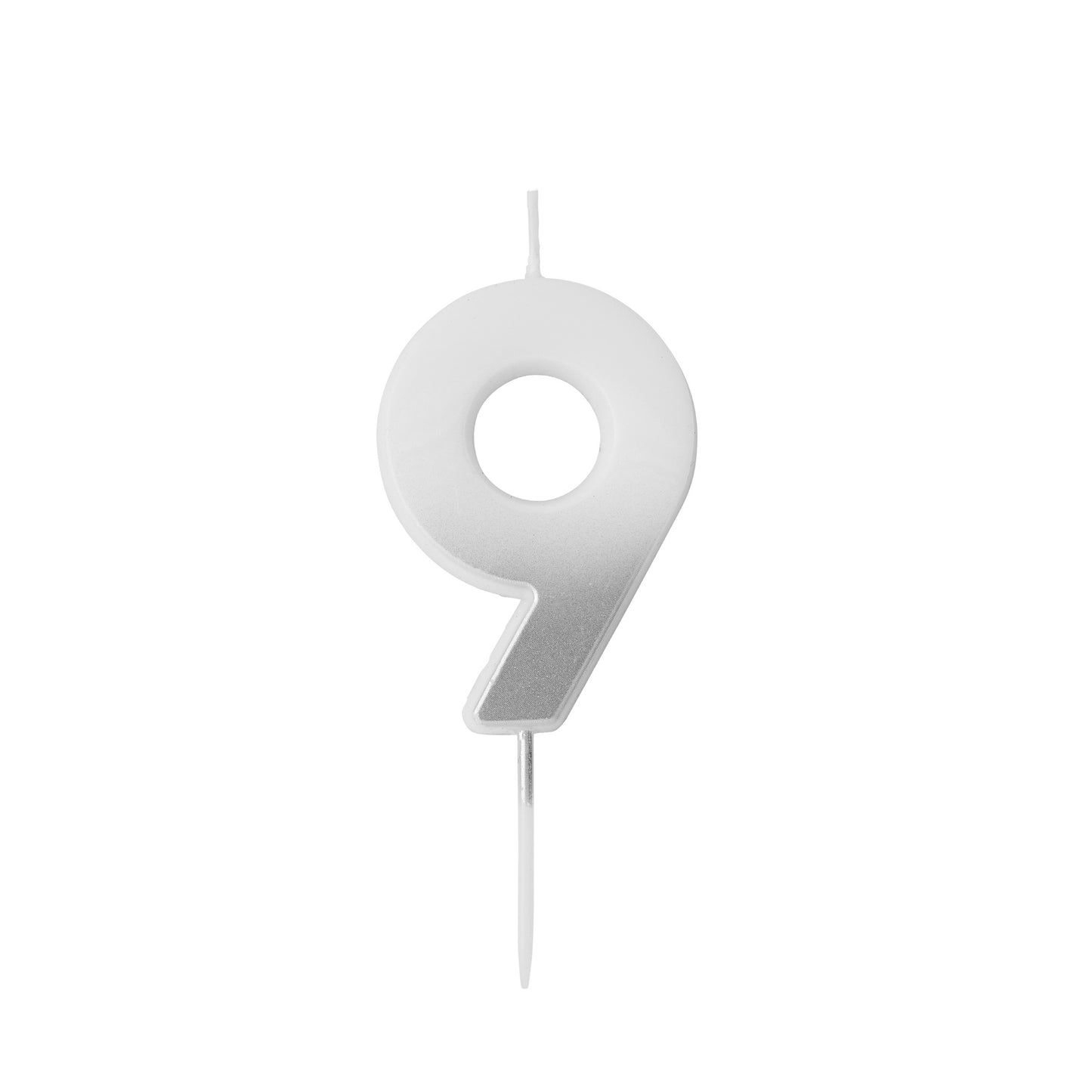 Silver Ombre Number '9' Candle