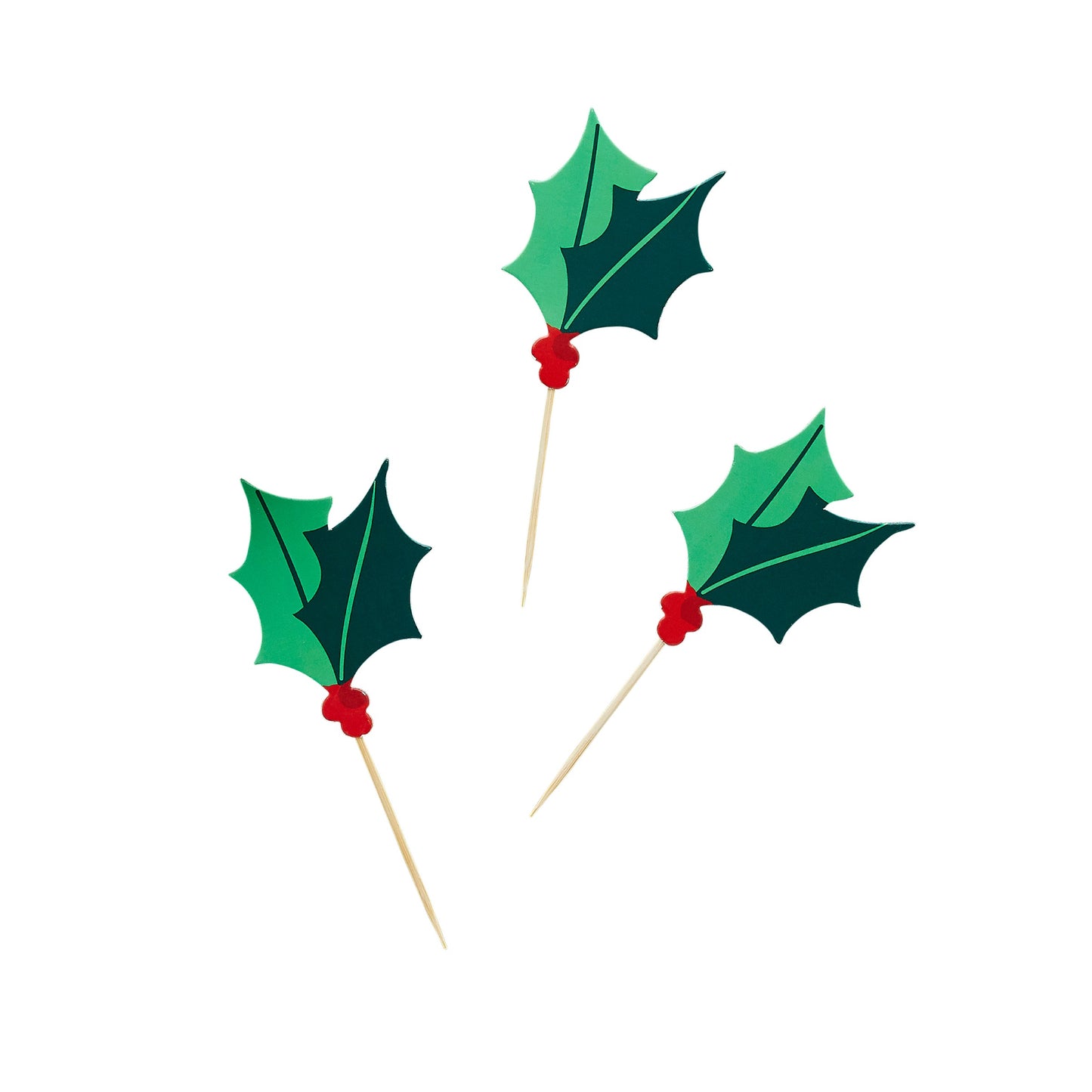 Holly Food Picks - Pack of 12