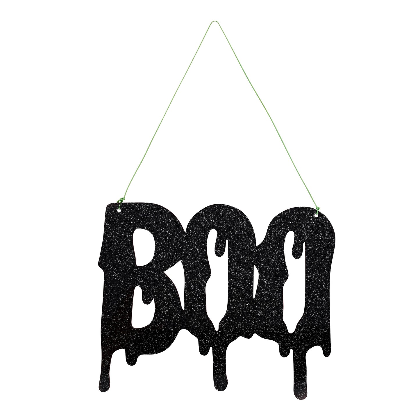 Halloween 'Boo' Black Glitter Acrylic Sign -25 x 20.5cm