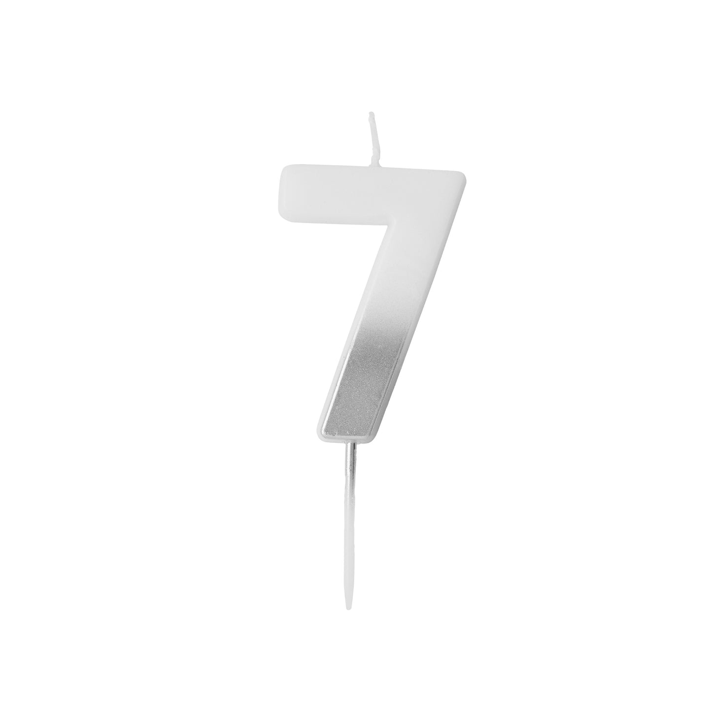 Silver Ombre Number '7' Candle
