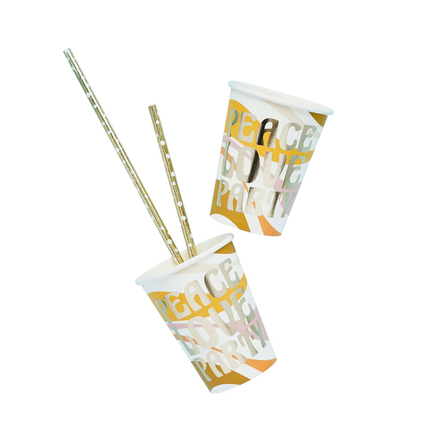 Peace Love Party Paper Cups - Pack of 8