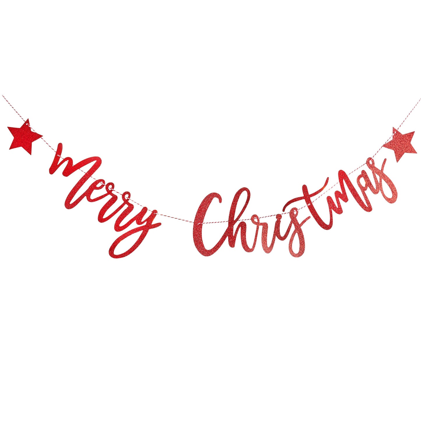 Red Glitter 'Merry Christmas' Banner 2m