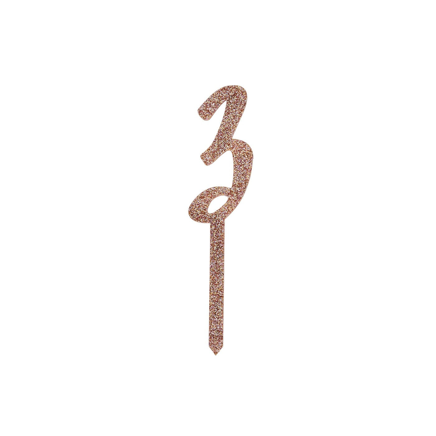 Rose Gold Number '3' Glitter Acrylic Cake Topper