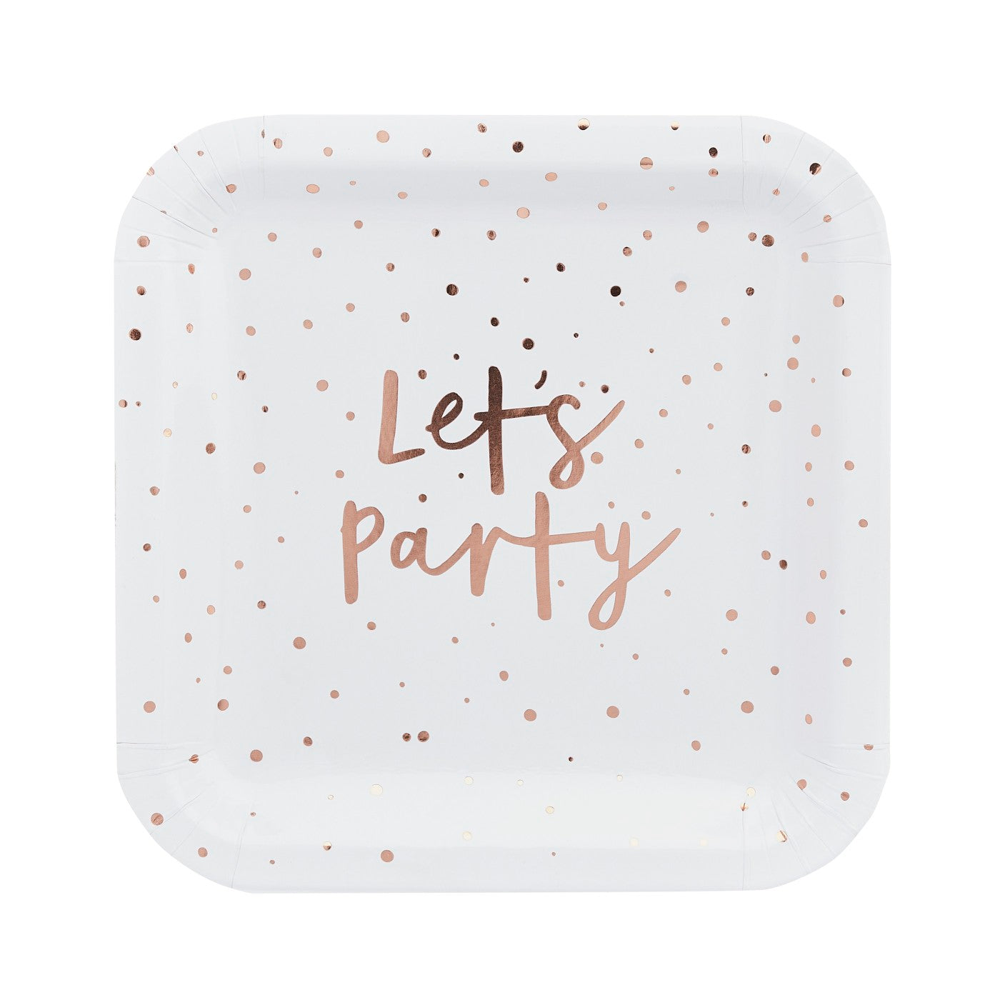Rose Gold 'Let's Party' Paper Plates - Pack of 8