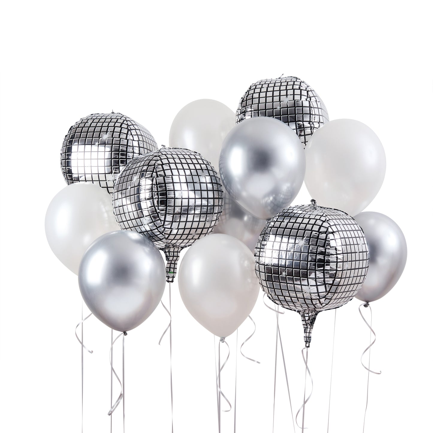 Disco Foil & 'Lets Party' 12" Latex Balloon Bundle - Pack of 12