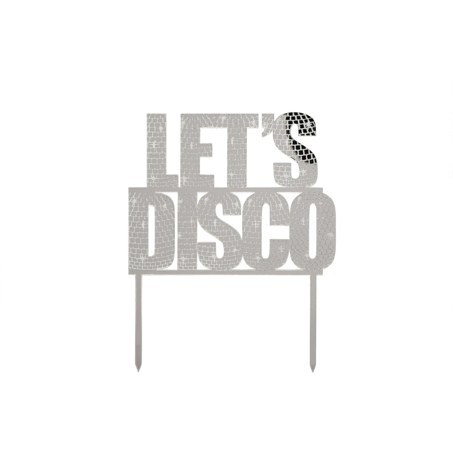 Silver 'Let's Disco' Acrylic Cake Topper