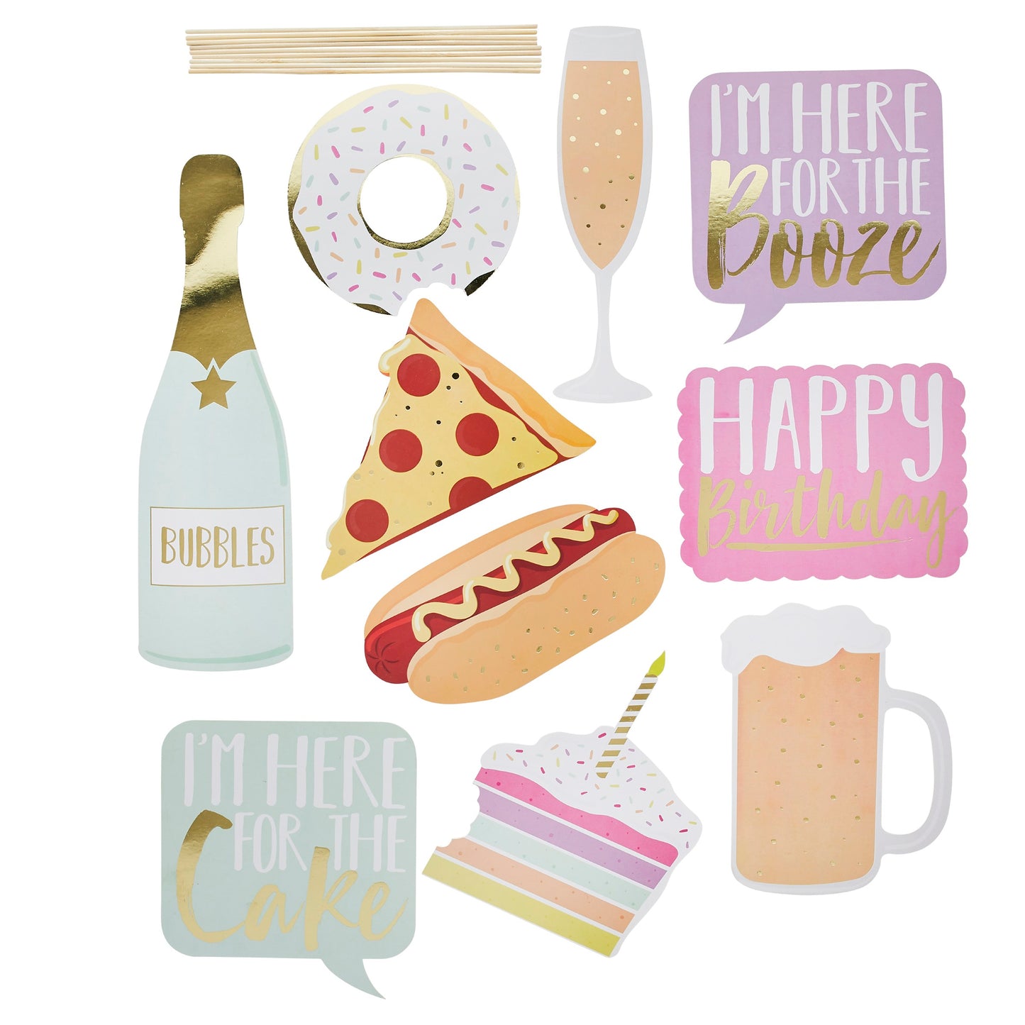 Eat, Drink, Party Photo Booth Props - Pack of 10