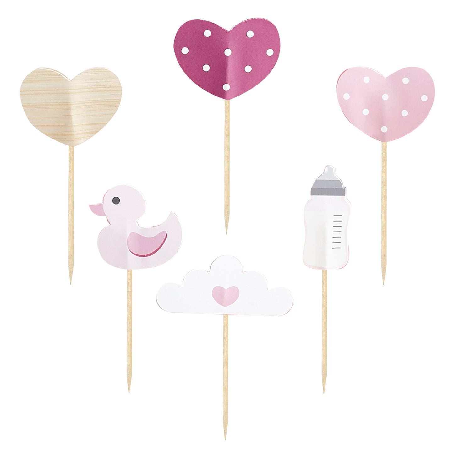 Pink Assorted Food Picks - Pack of 6