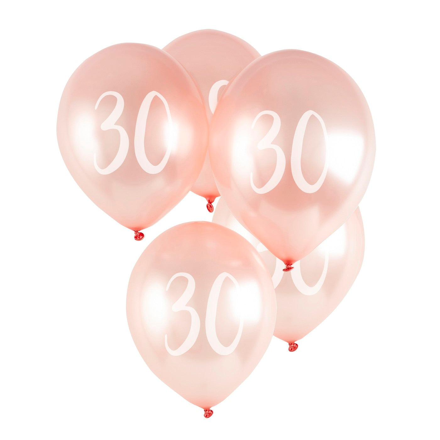 Rose Gold '30' Latex 12" Balloons 5 Pack