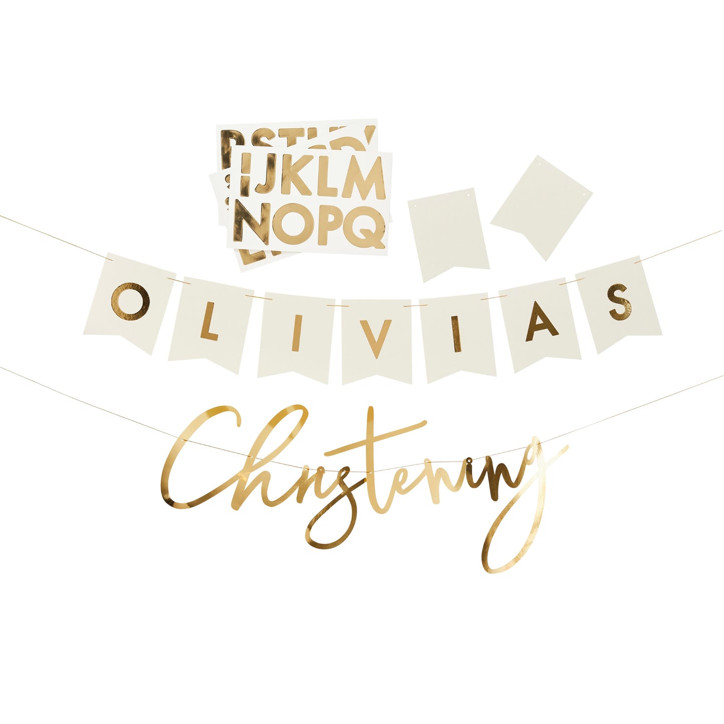 Gold Christening Customisable Card Banner x2 2m