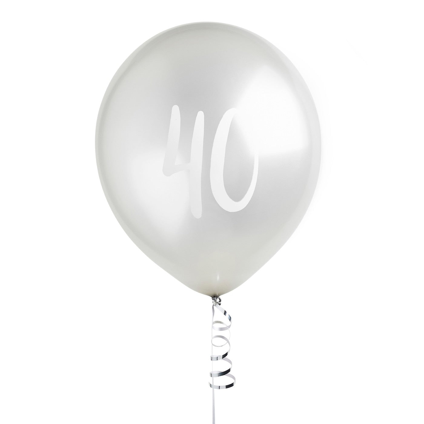 Silver Number '40' Latex 12" Balloons - Pack of 5