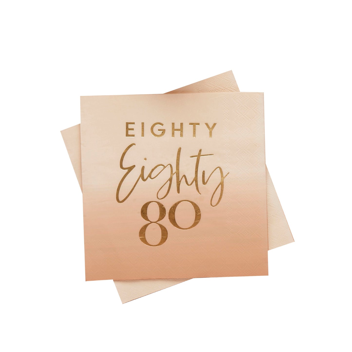 Gold Foiled 'Eighty' Paper Napkins - Pack of 16