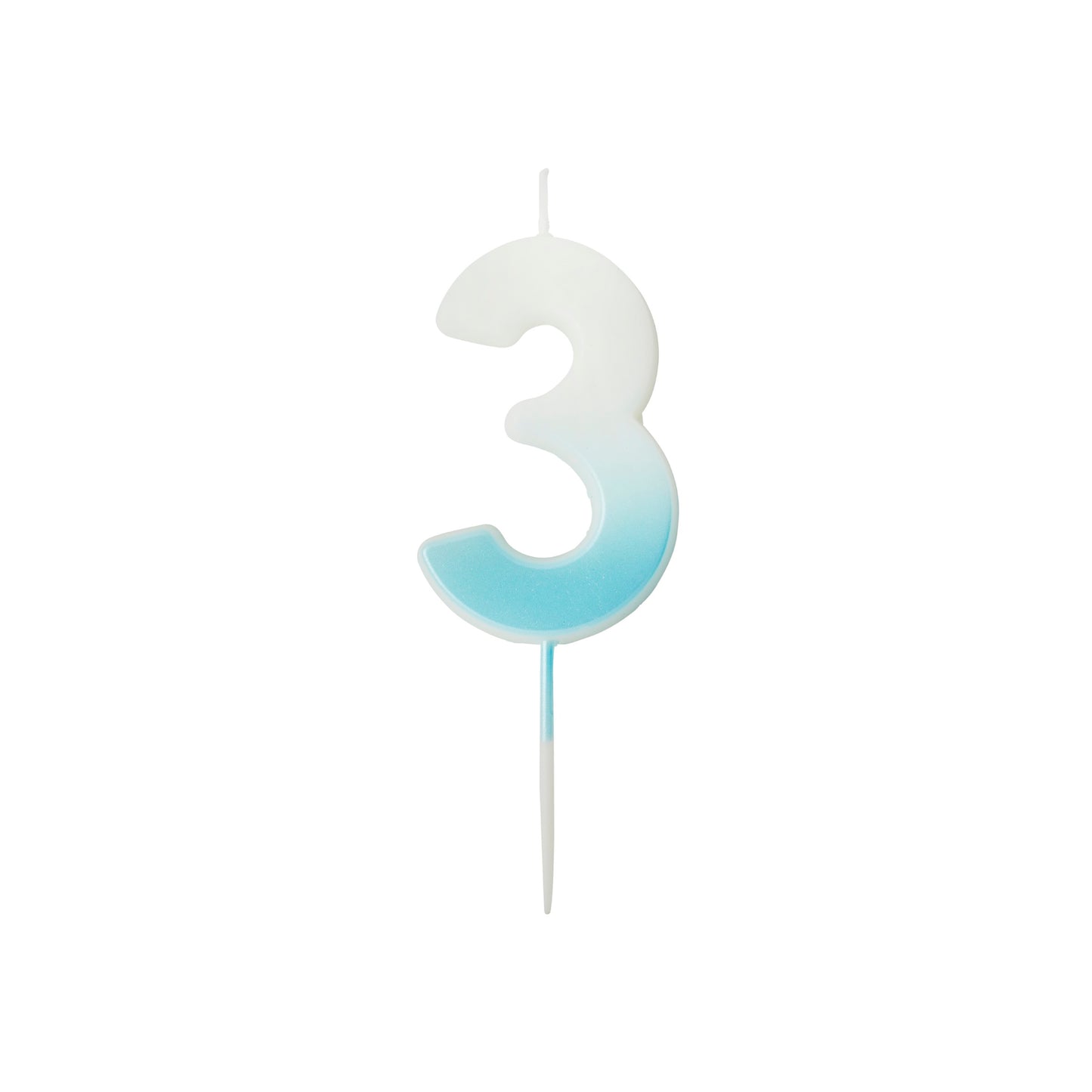Blue Ombre Number '3' Candle