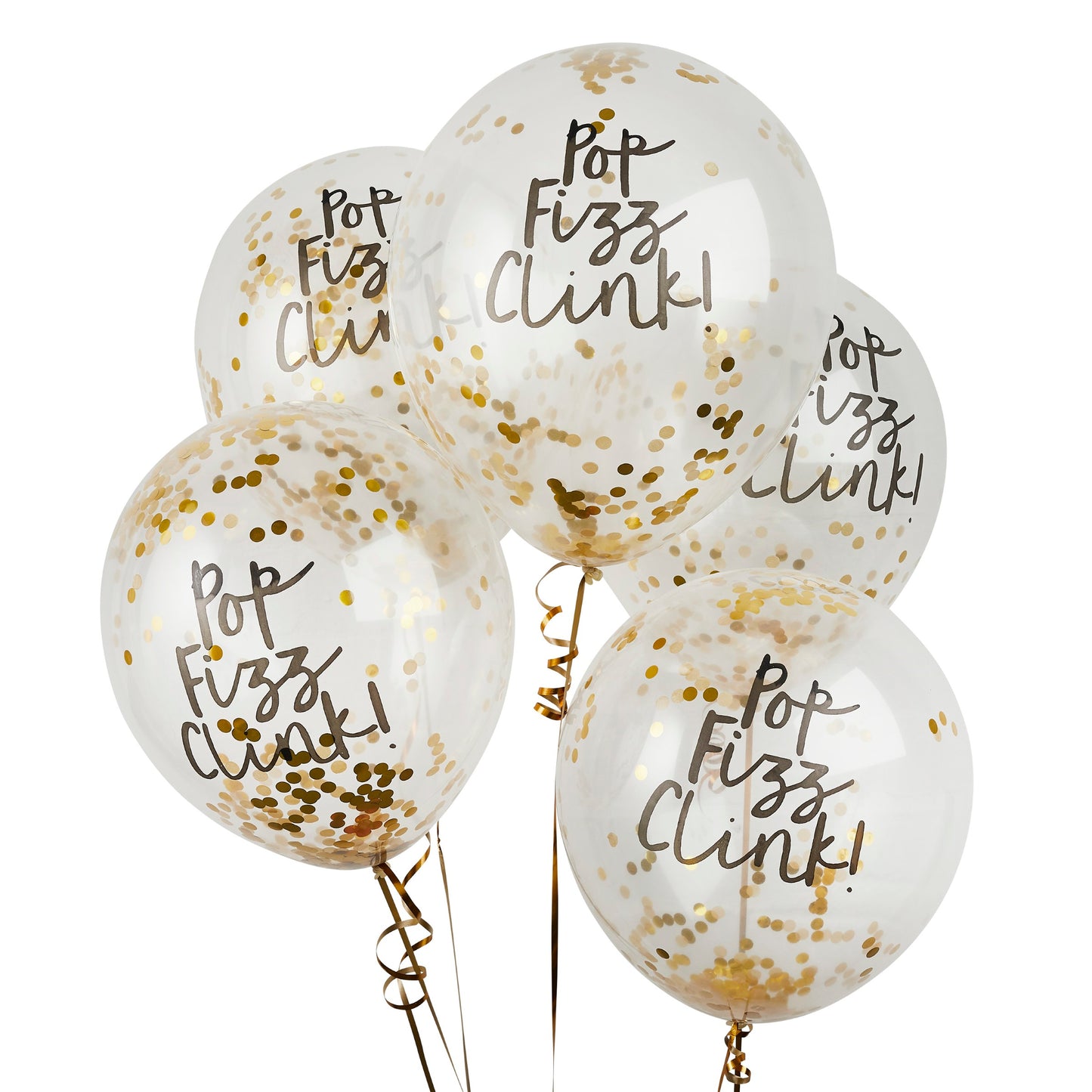 Pop Fizz Clink Confetti 12" Latex Balloons - Pack of 5