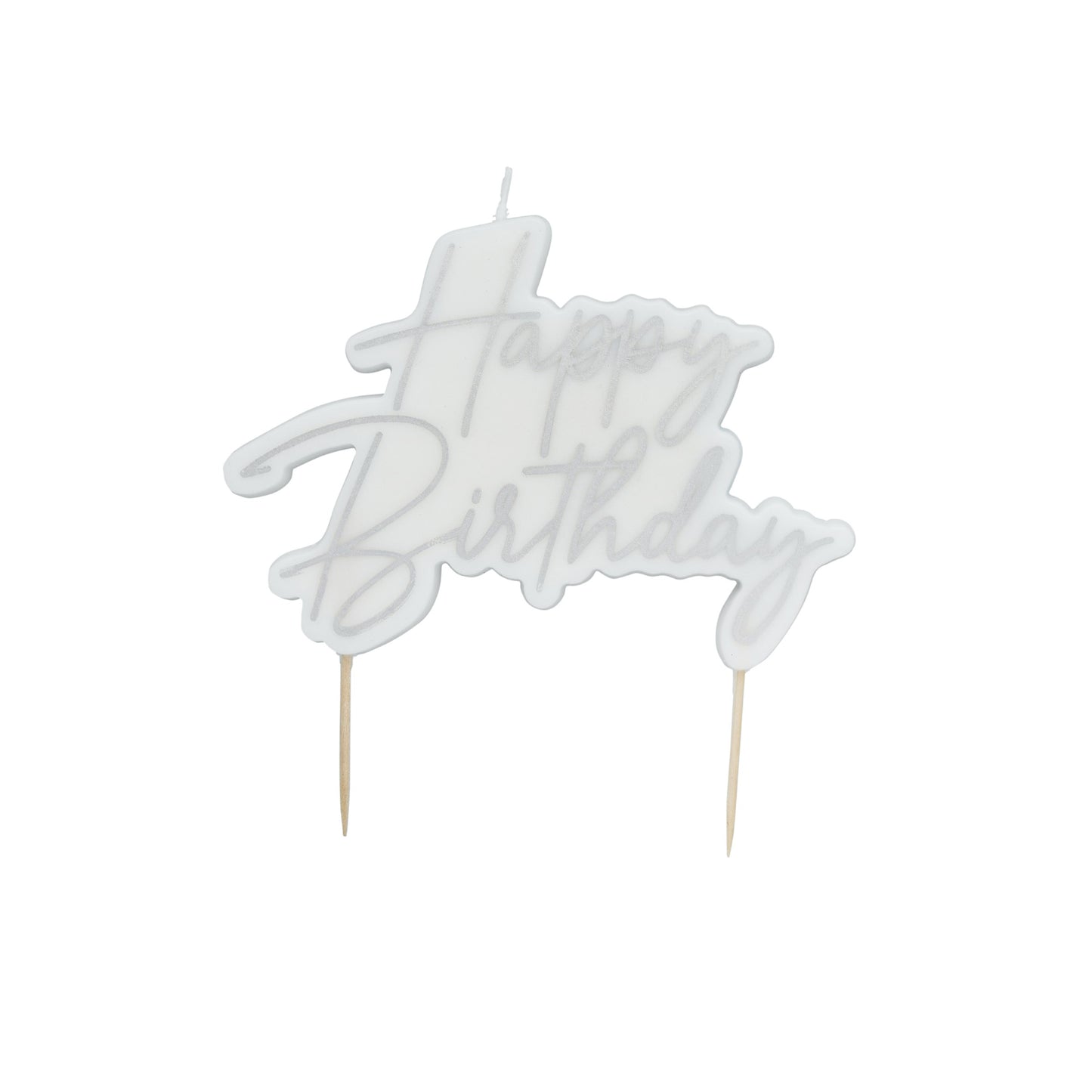 Silver Happy Birthday Candle