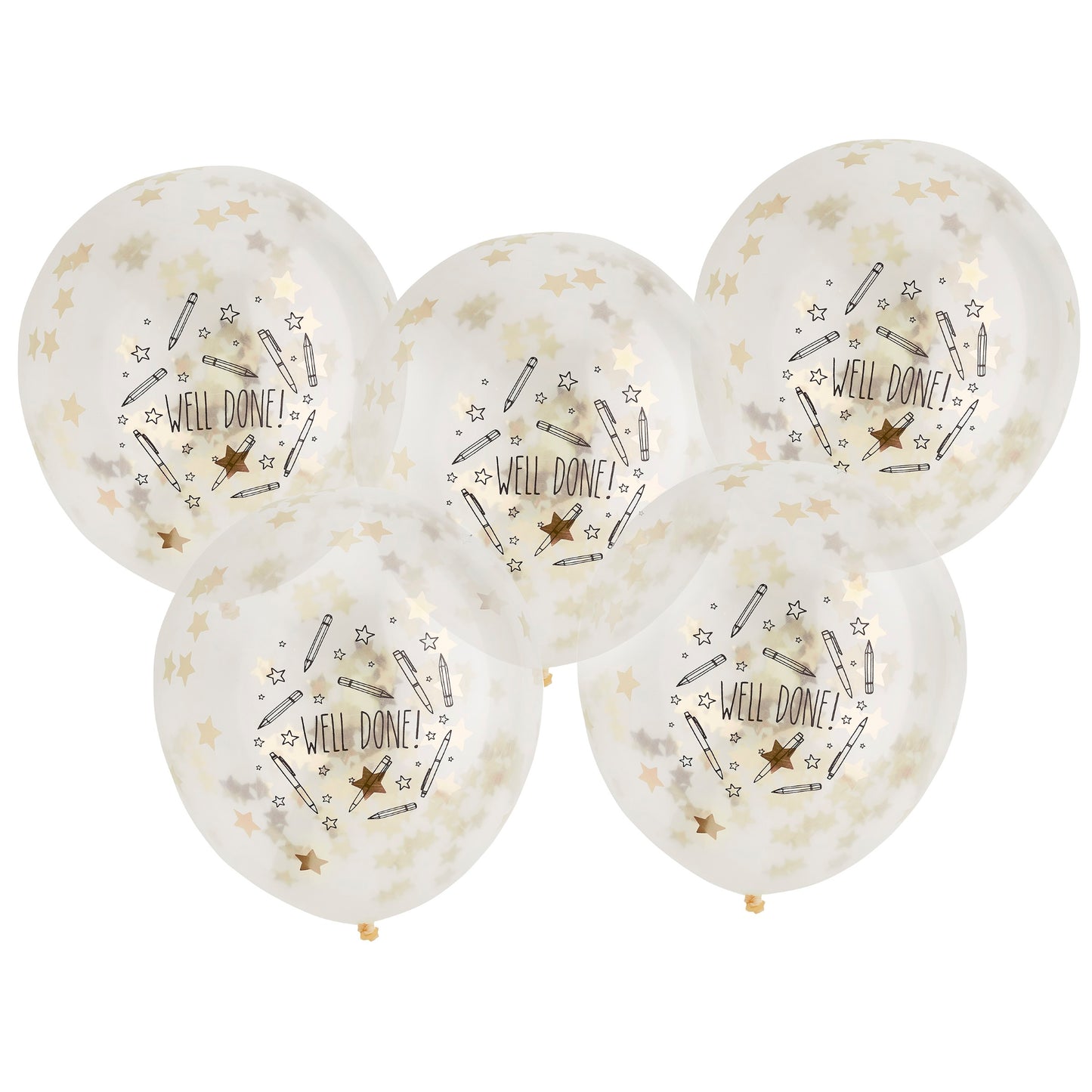 Well Done Confett Filledi 12" Latex Balloons 5 Pack