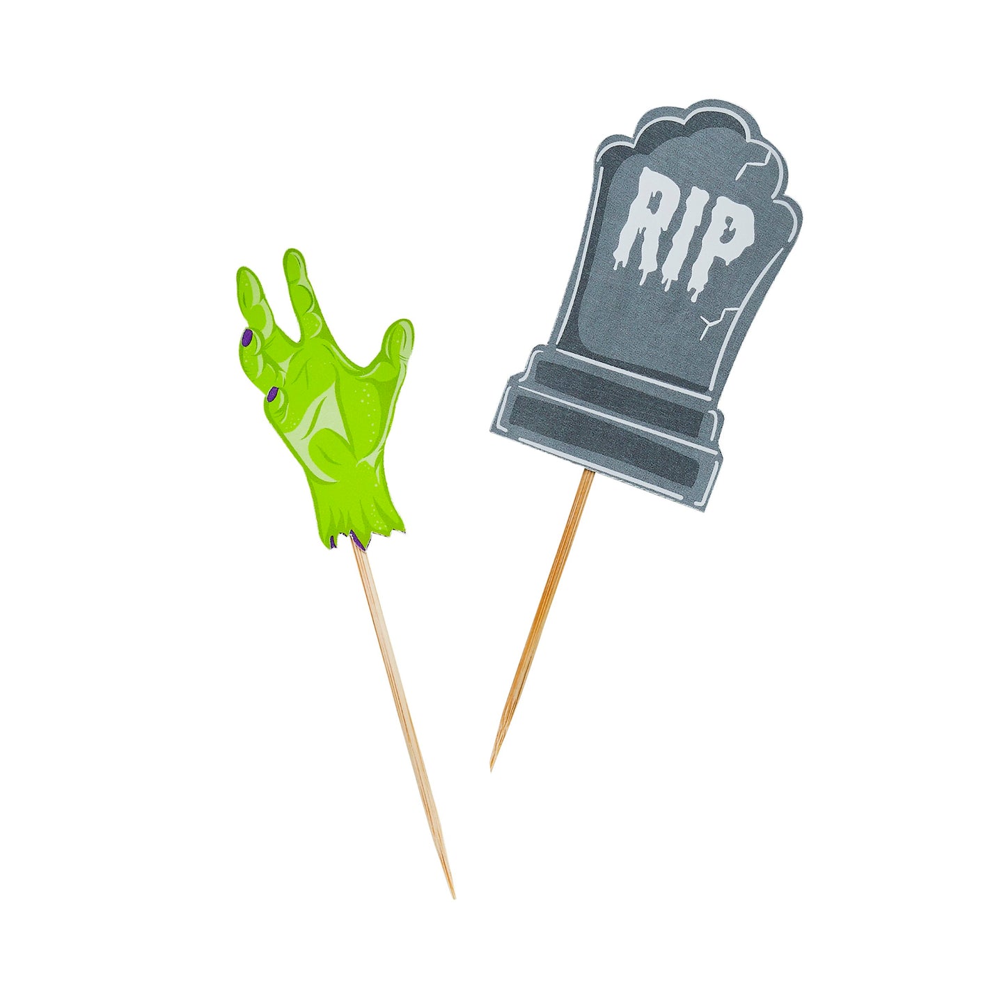 Halloween Zombie Card Food Picks - Pack of 12