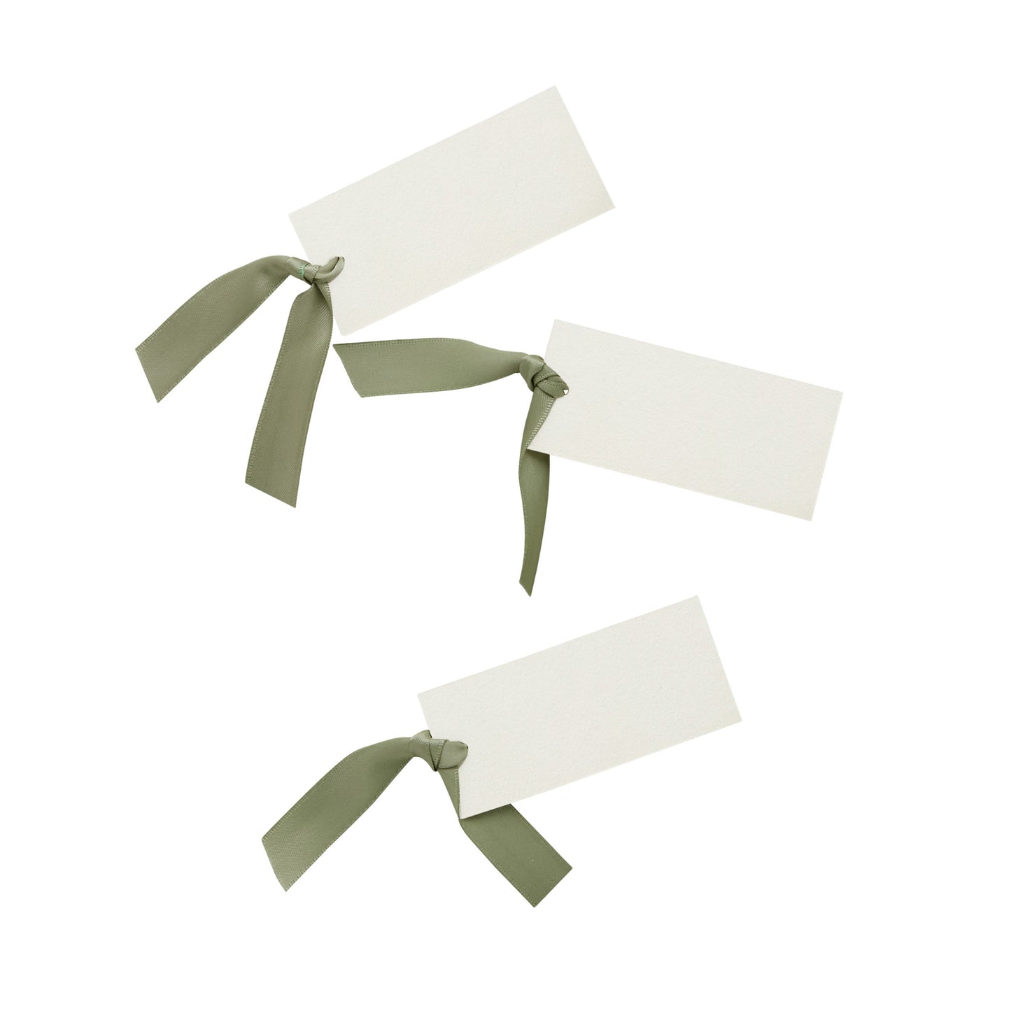 Place Card With Green Satin Knot - Pack of 8