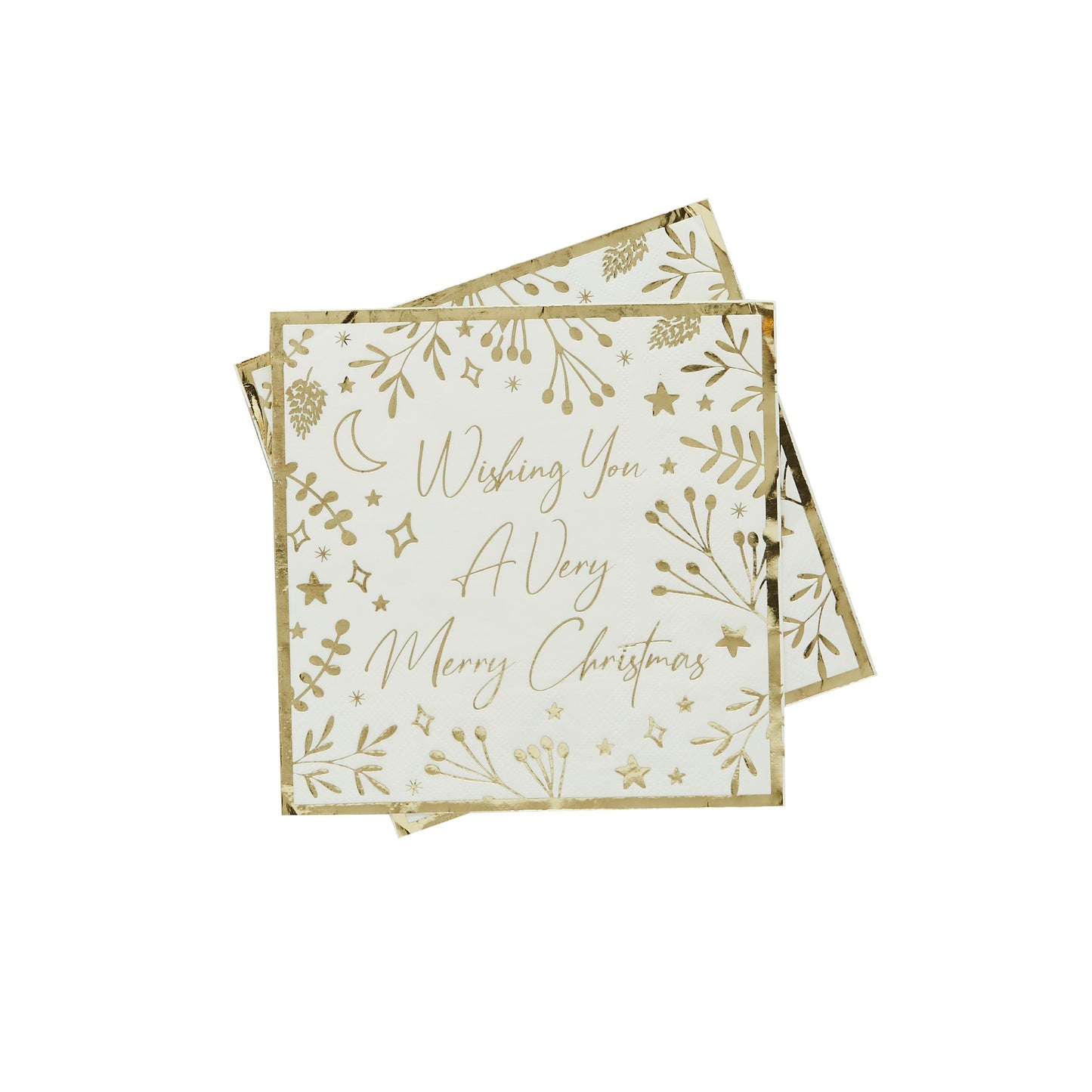 Gold 'Wishing You A Very Merry Christmas' Paper Napkins - Pack of 16
