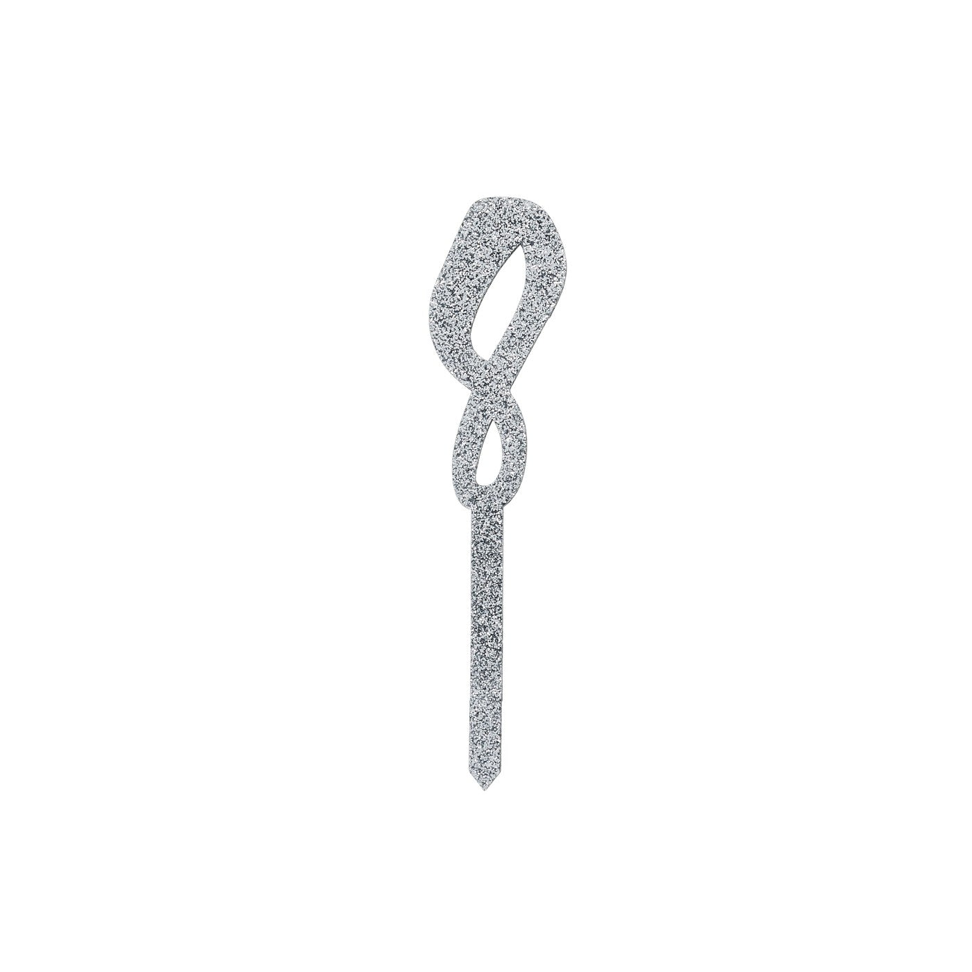 Silver Number '8' Glitter Acrylic Cake Topper
