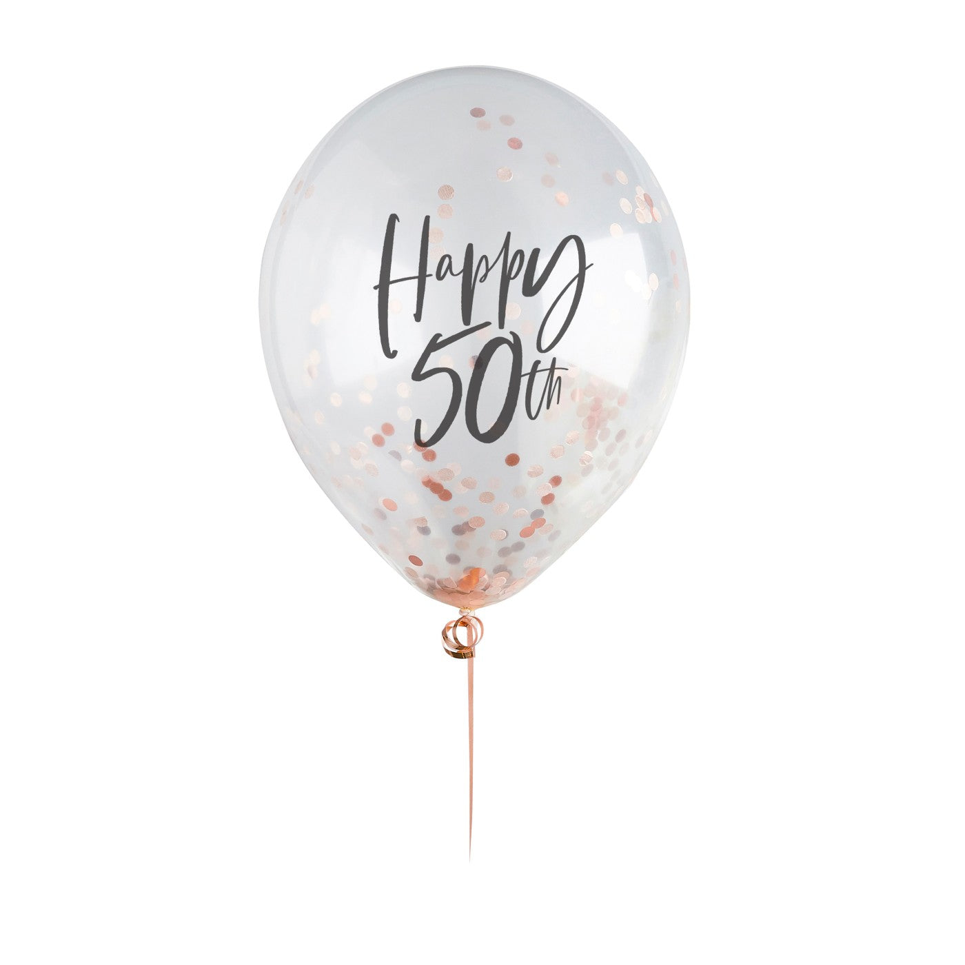 Rose Gold 'Happy 50th' Confetti 12" Latex Balloons - Pack of 5
