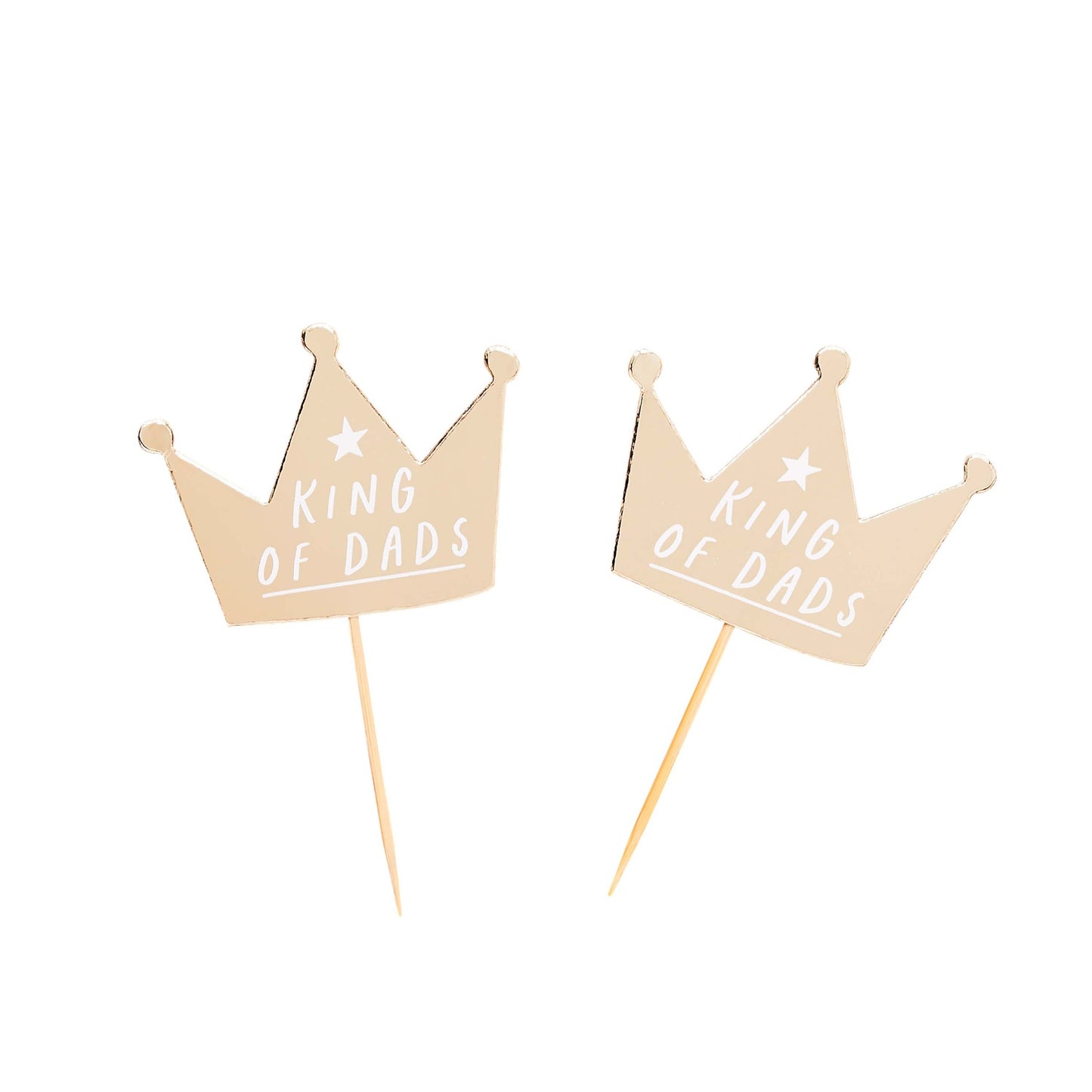 Gold 'King Of Dads' Crown Food Picks - Pack of 12
