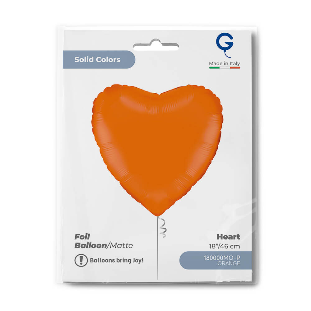 Heart 18inc Matte Orange Single Pack