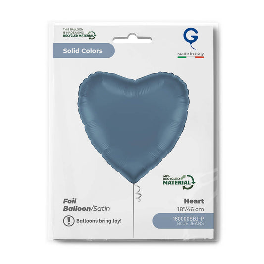 Heart 18inc Satin Blue Jeans Single Pack