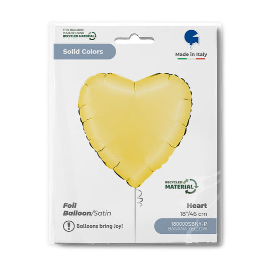 Heart 18inc Satin Banana Yellow