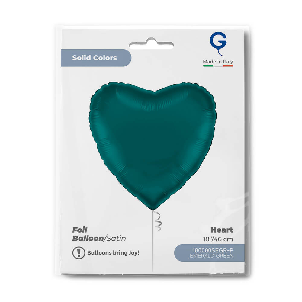Heart 18inc Satin Emerald Green Single Pack