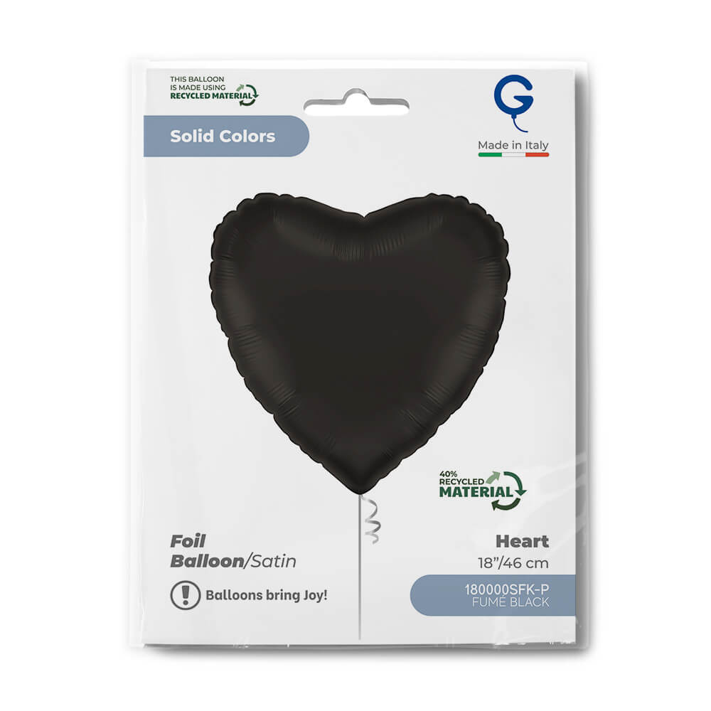 Heart 18inc Satin Fumè Black Single Pack