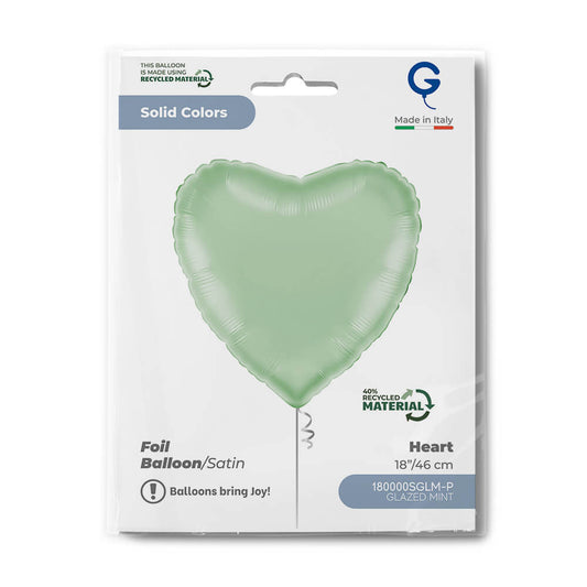 Heart 18inc Satin Glazed Mint Single Pack