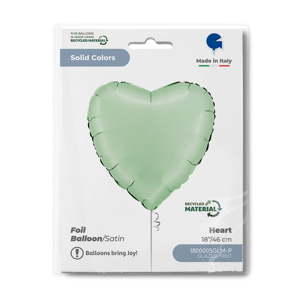 Heart 18inc Satin Glazed Mint