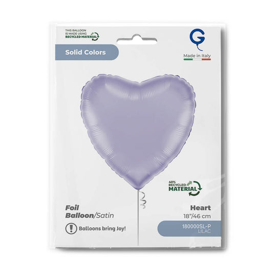 Heart 18inc Satin Lilac Single Pack