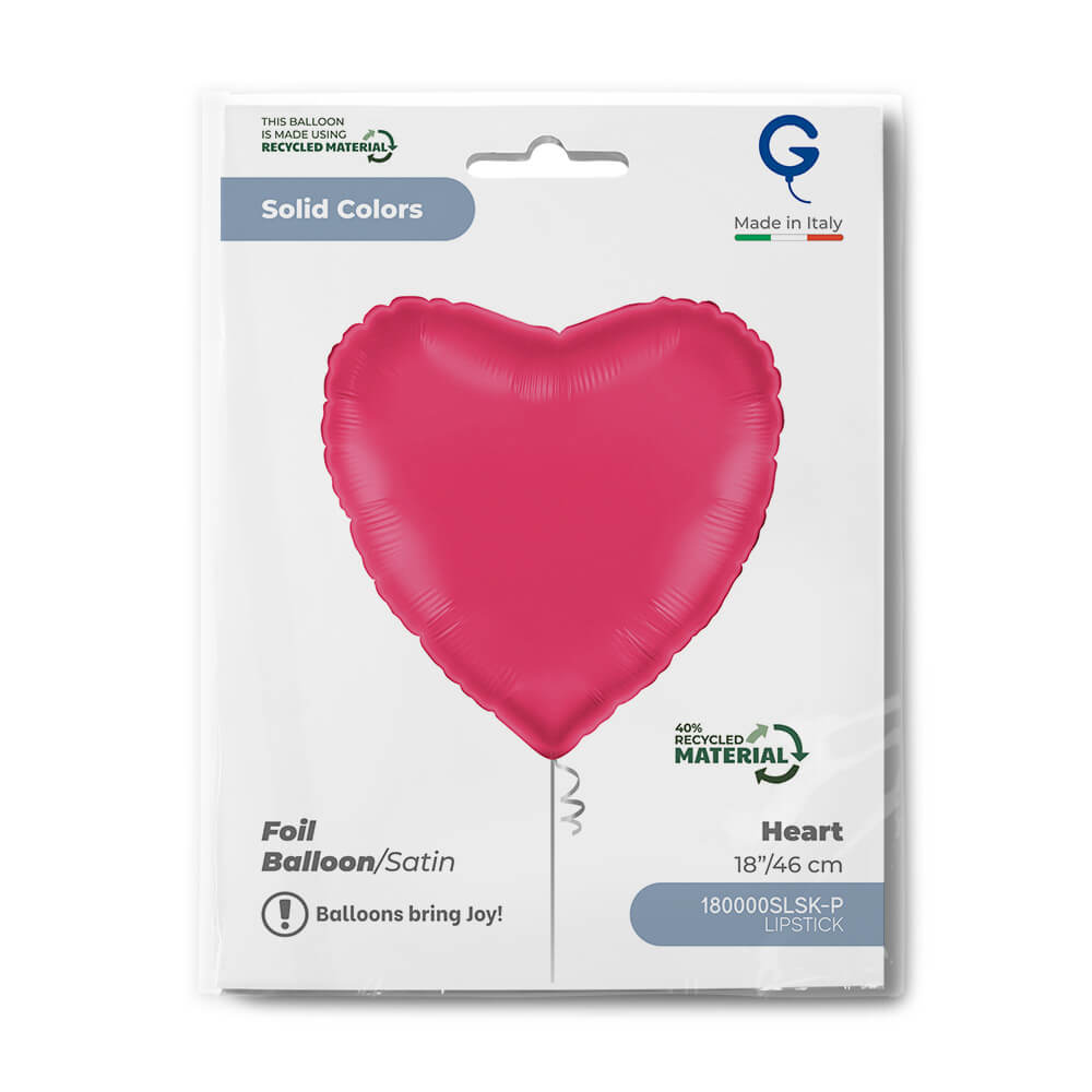 Heart 18inc Satin Lipstick Single Pack