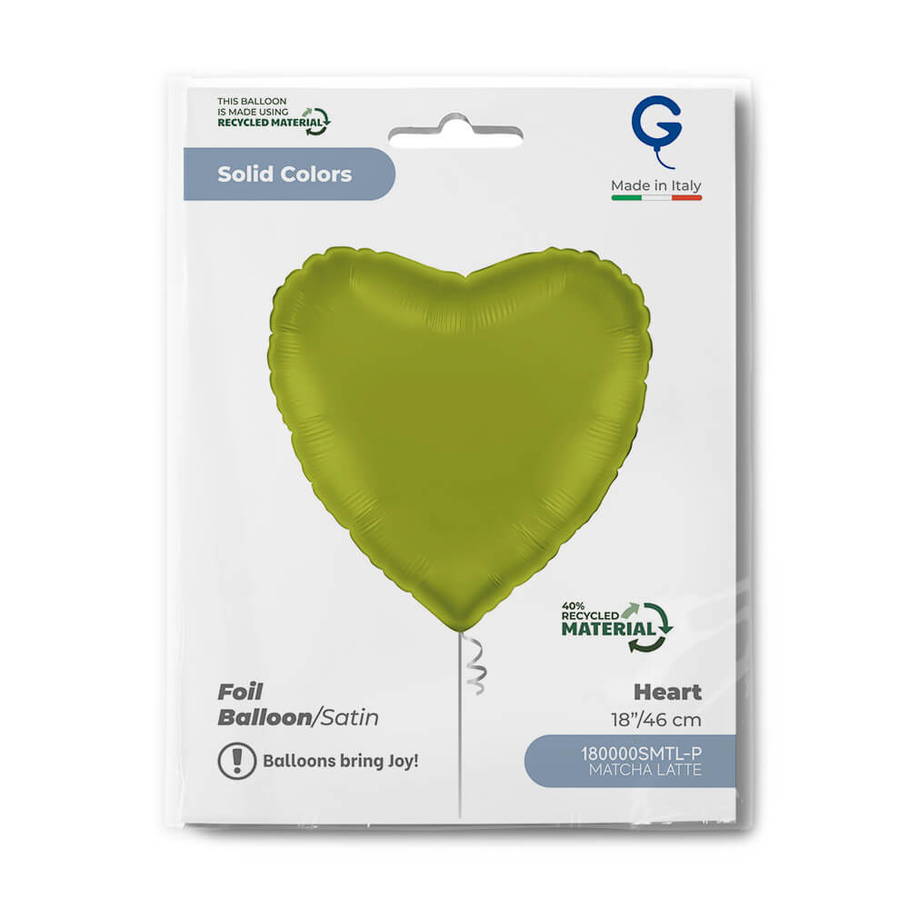 Heart 18inc Satin Matcha Latte Single Pack