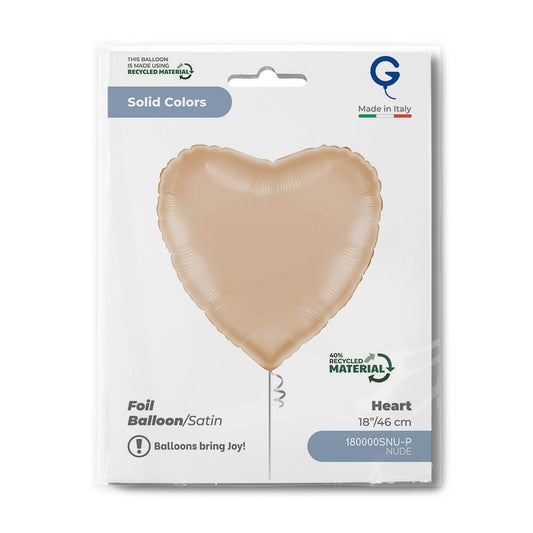 Heart 18inc Satin Nude Single Pack