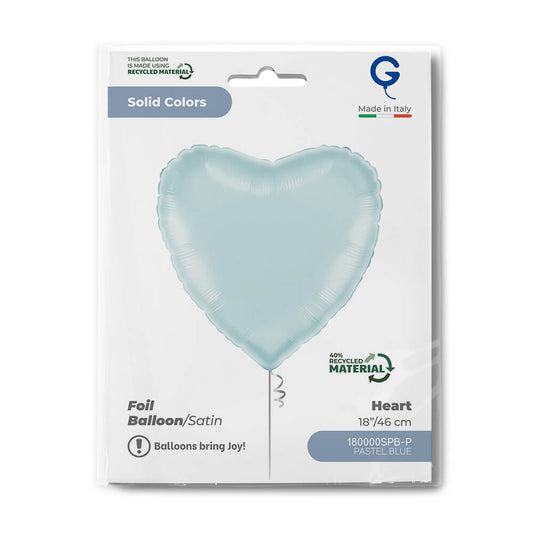 Heart 18inc Satin Pastel Blue Single Pack