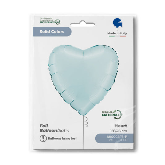 Heart 18inc Satin Pastel Blue