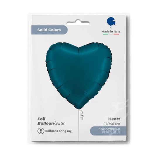 Heart 18inc Satin Petrol Blue