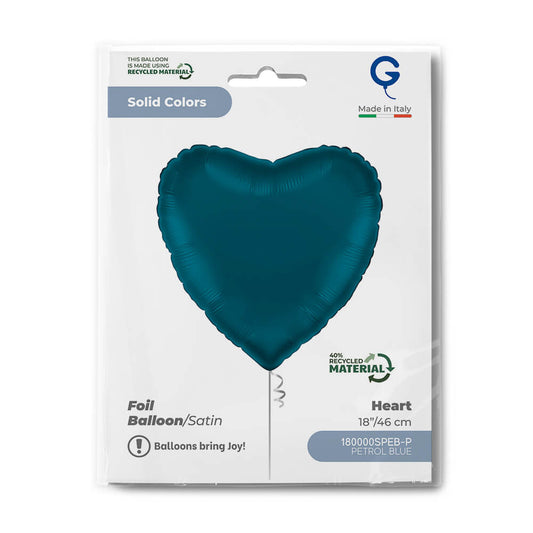 Heart 18inc Satin Petrol Blue Single Pack