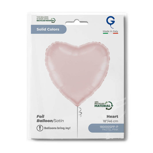 Heart 18inc Satin Pastel Pink Single Pack