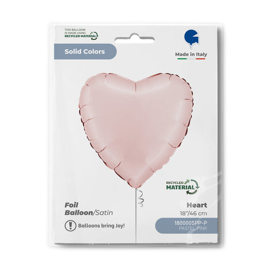 Heart 18inc Satin Pastel Pink