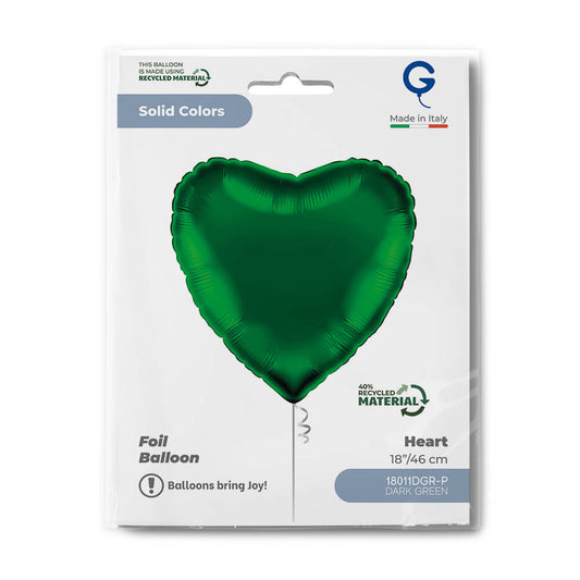 Heart 18inc Dark Green Single Pack
