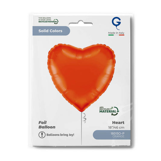 Heart 18inc Orange Single Pack