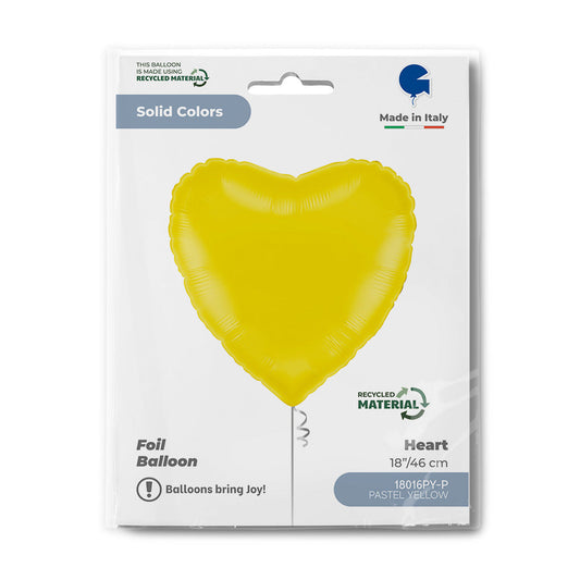 Heart 18inc Pastel Yellow
