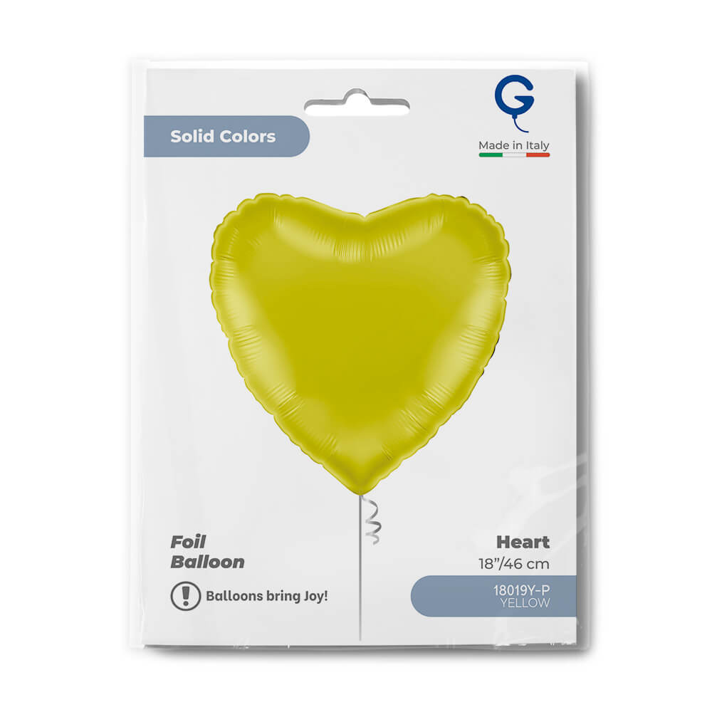 Heart 18inc Yellow Single Pack