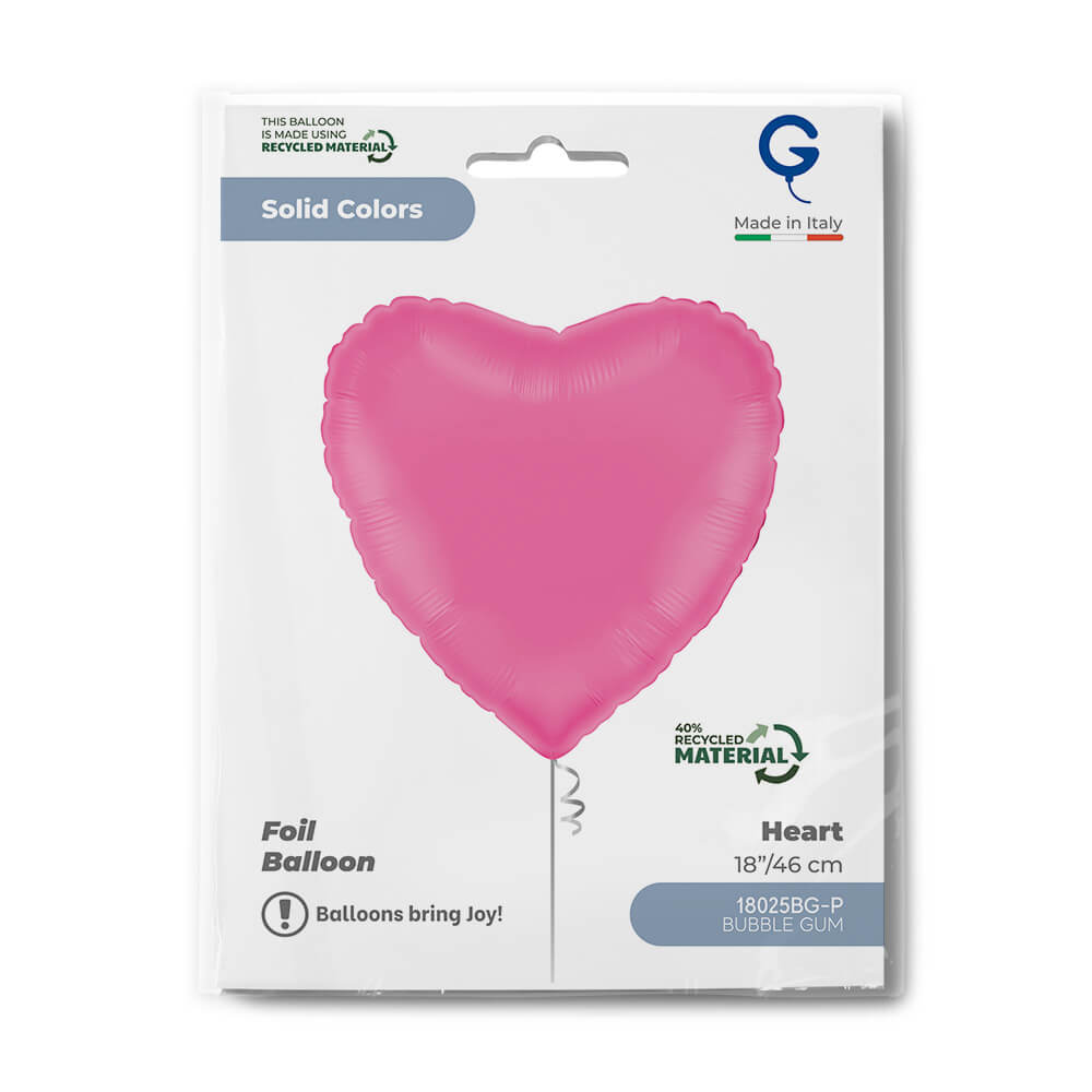 Heart 18inc Bubble Gum - Single Pack