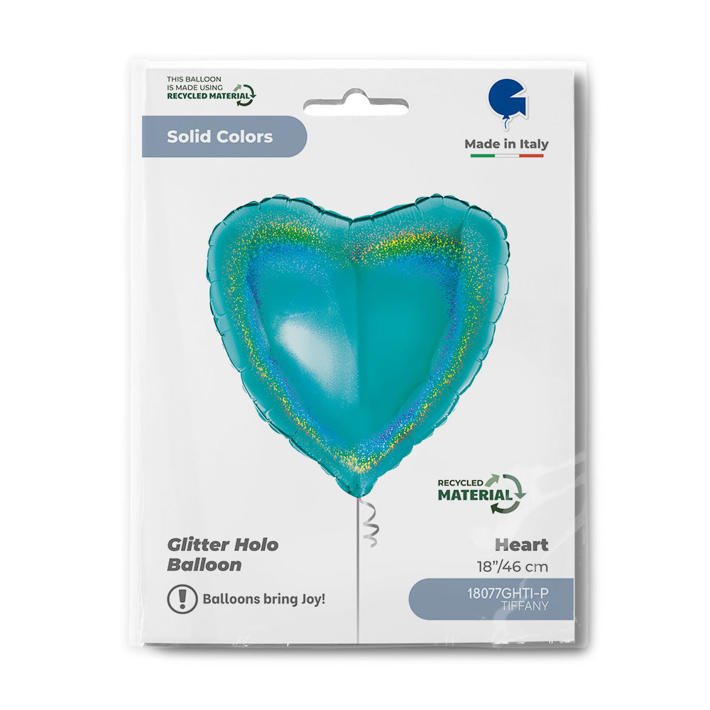 Heart 18inc Glitter Holographic Tiffany