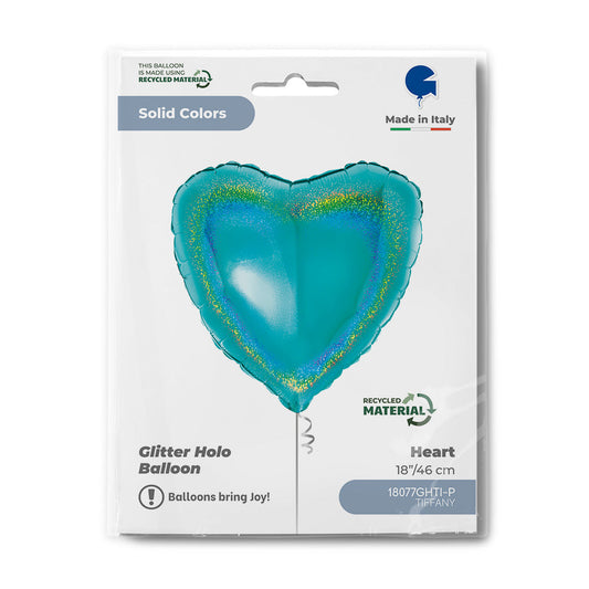 Heart 18inc Glitter Holographic Tiffany